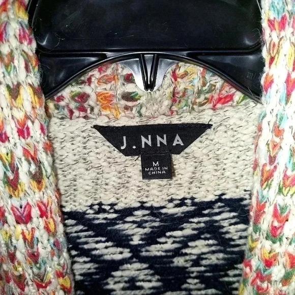 J.NNA Multicolor  Open Front Cardigan Sz Medium 100% Acrylic - Picture 7 of 8